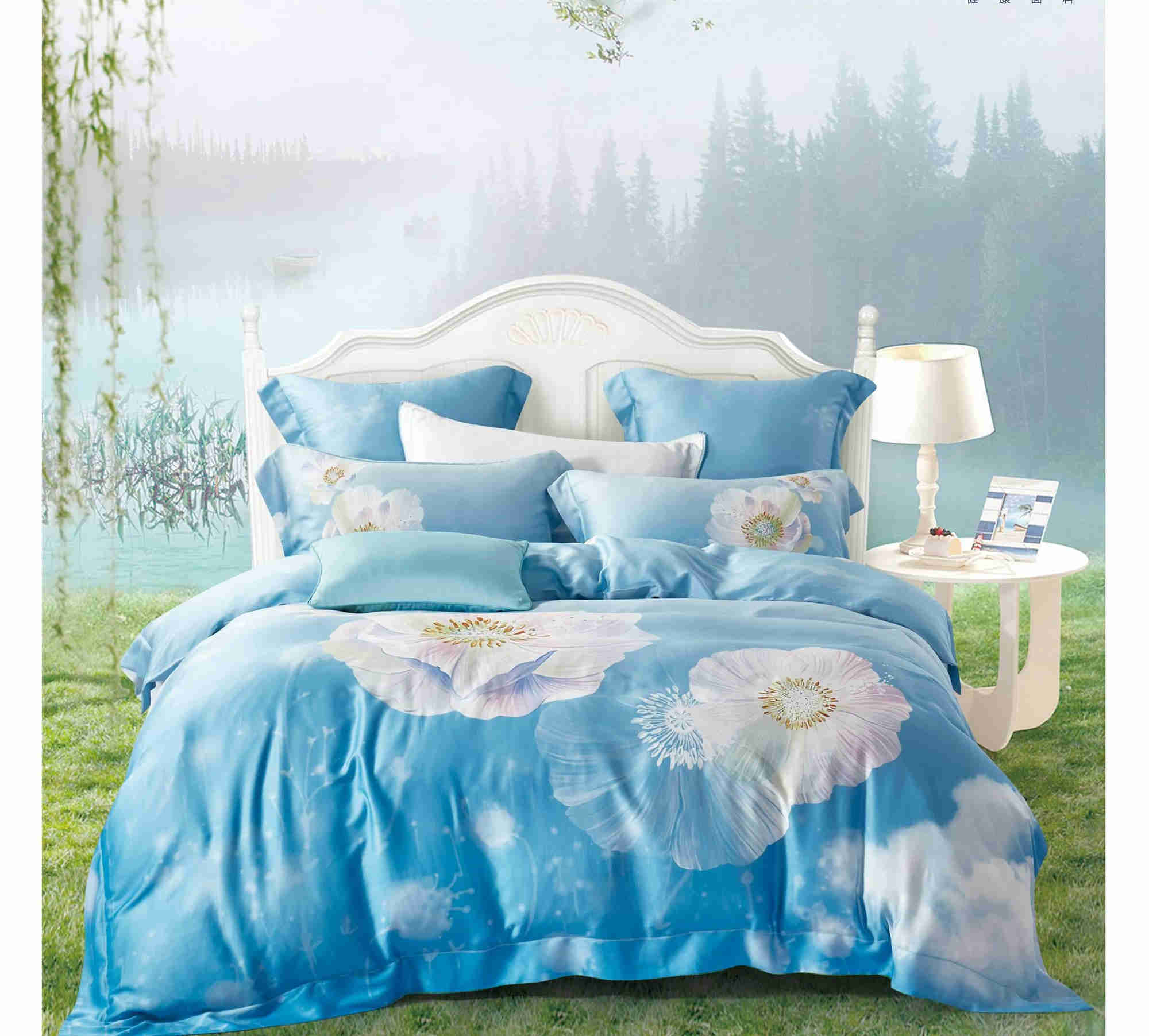 Luxury 100% Tencel Lyocell Fabric Printed Bedding Set Duvet Cover Set
