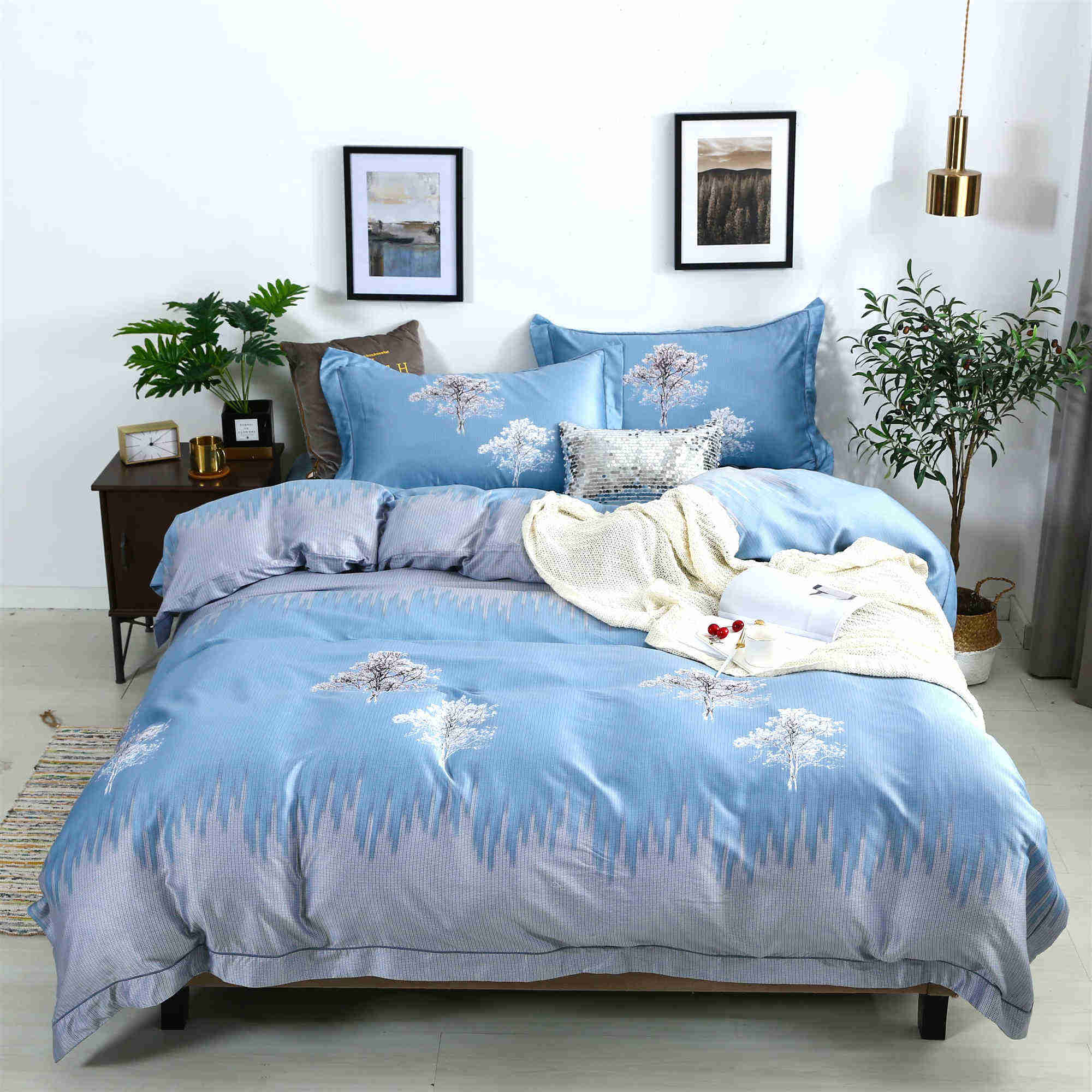 Wholesale Luxury Tencel Super Soft Silk Bed Sheets Set Bedding Cover Set
