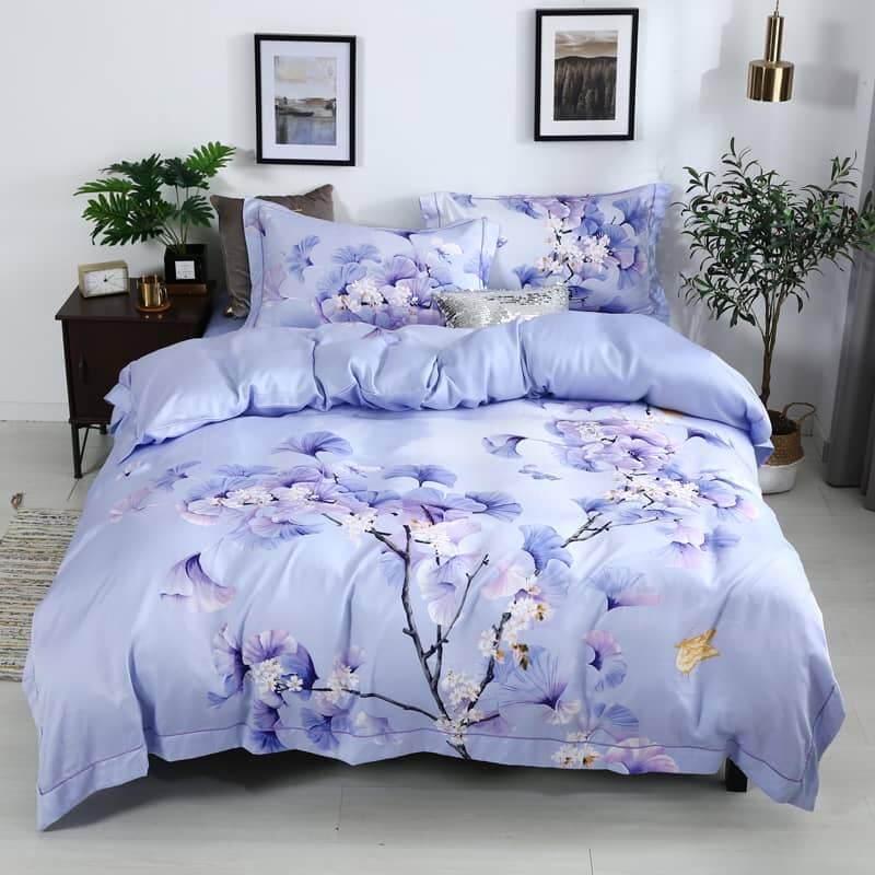 Hot Sale 100%Tencel Lyocell Luxury Printed Bed Cover Bedding Set 