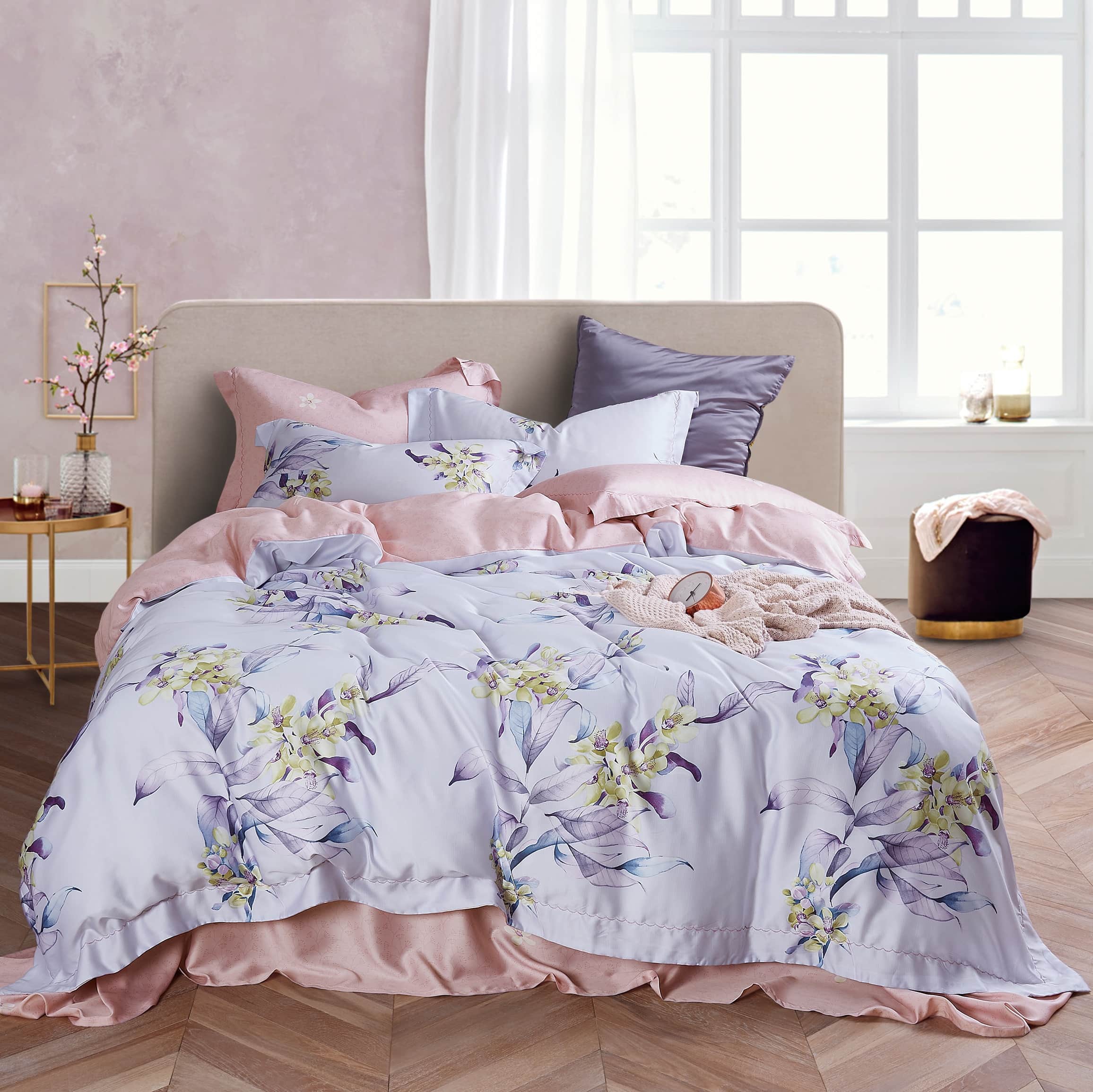 Wholesale Custom Printed Quilt Bed Comforter Set 100% Tencel Bedding Set
