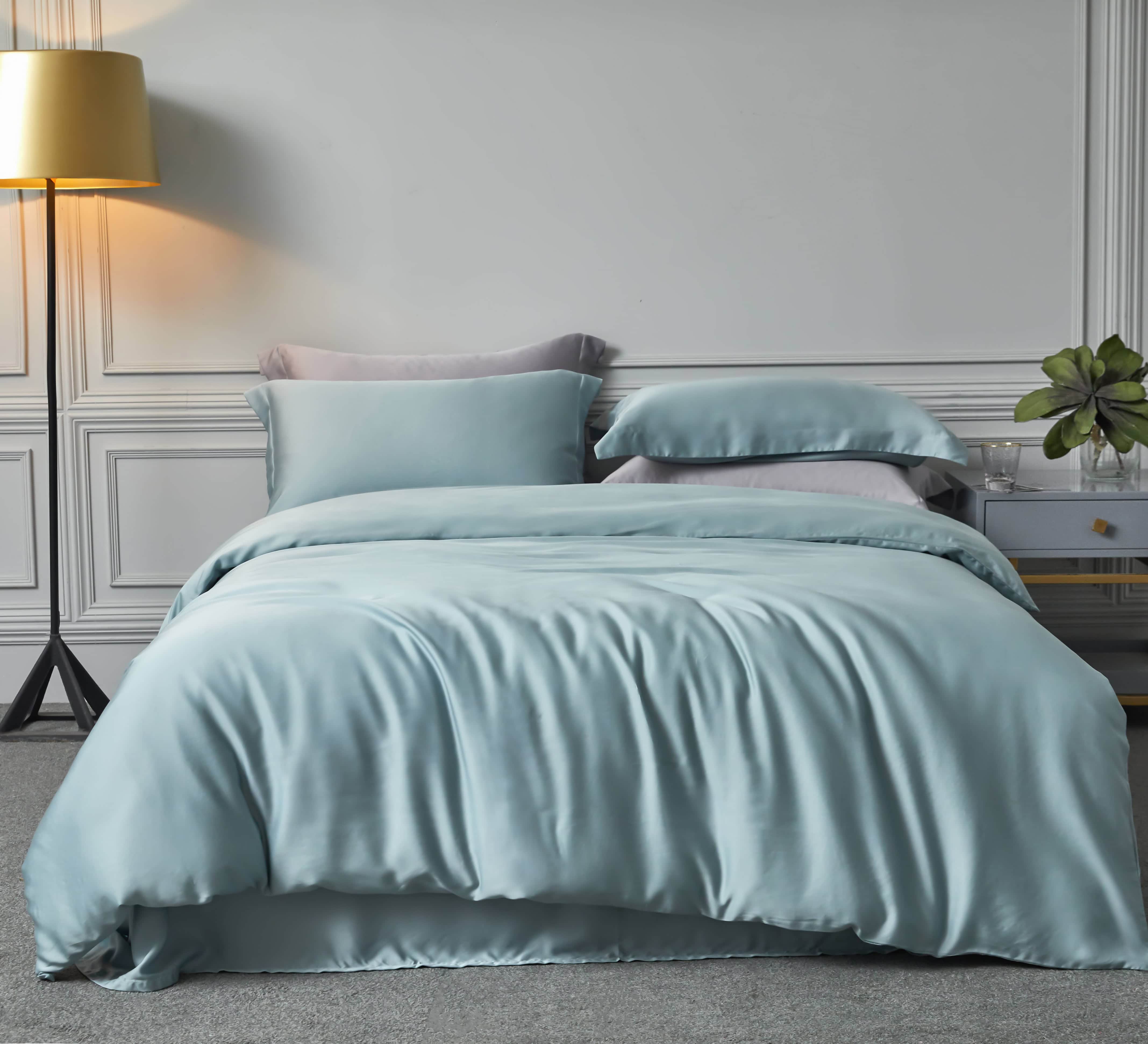 Customized Solid Color Lyocell Tencel Bed Sheets Comforter Sets Duvet Bedding Set