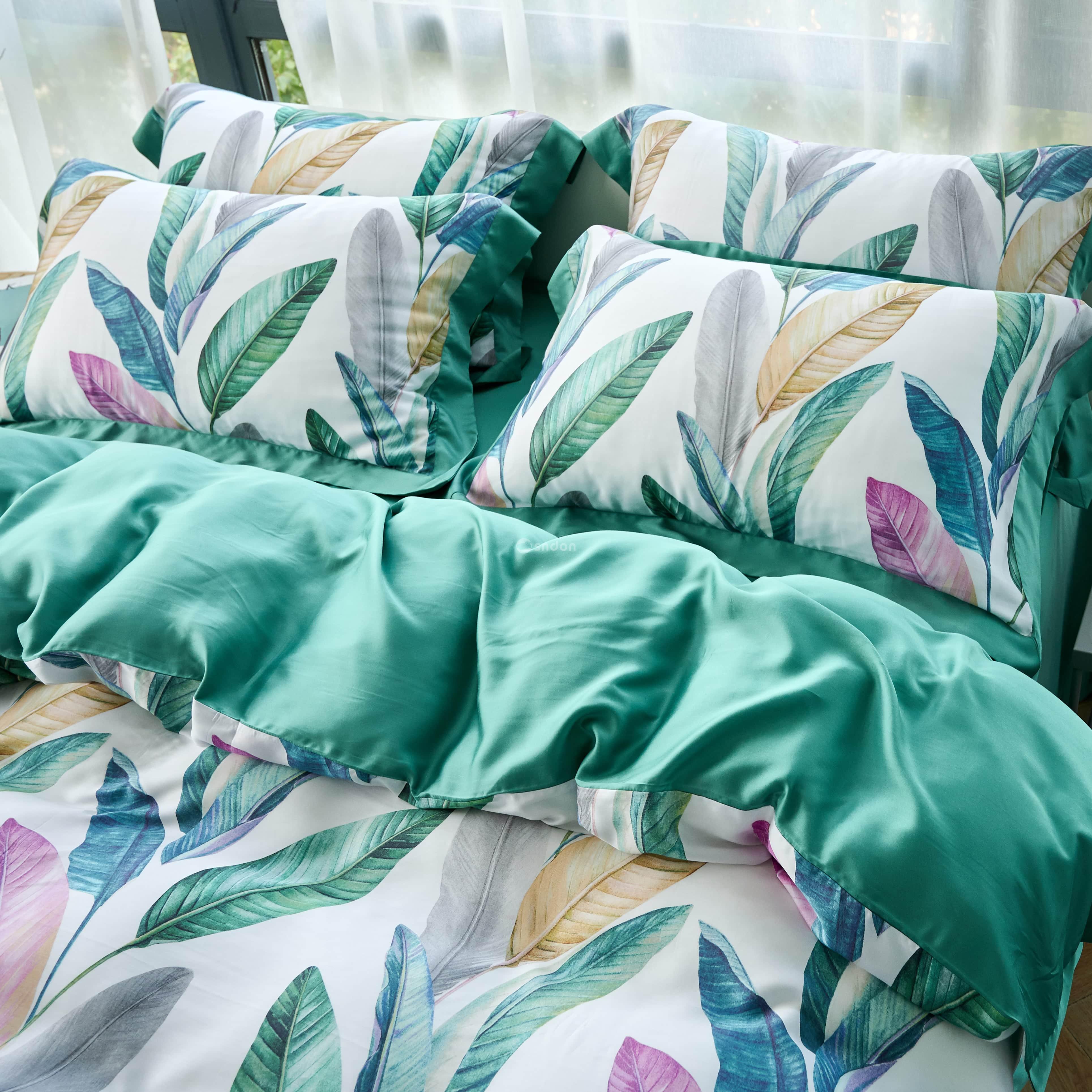 Wholesale 100% Organic 60s Tencel Lyocell Bedsheet Print Comforter Set Beddings