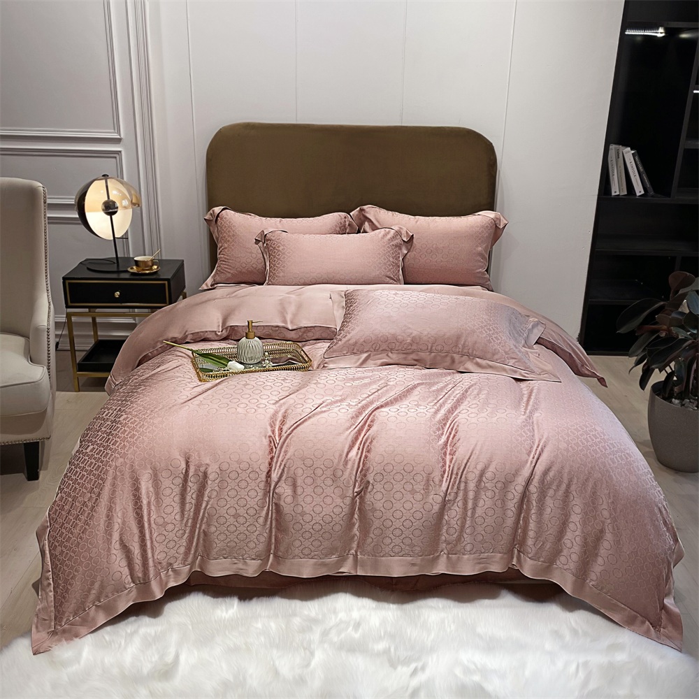 European Style Luxury Jacquard Plain Satin Silk Tencel Hotel Bedding Sets