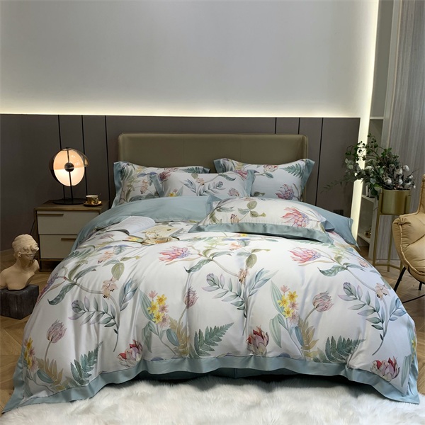 Wholesale 300TC 100% Tencel Lyocell Bed Sheets Pillow Comforter Duvet Cover Set Bedding