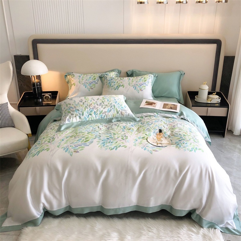 100% Organic Tencel Lyocell Bedsheet Set Bedding Set With Quilt Pillowcase