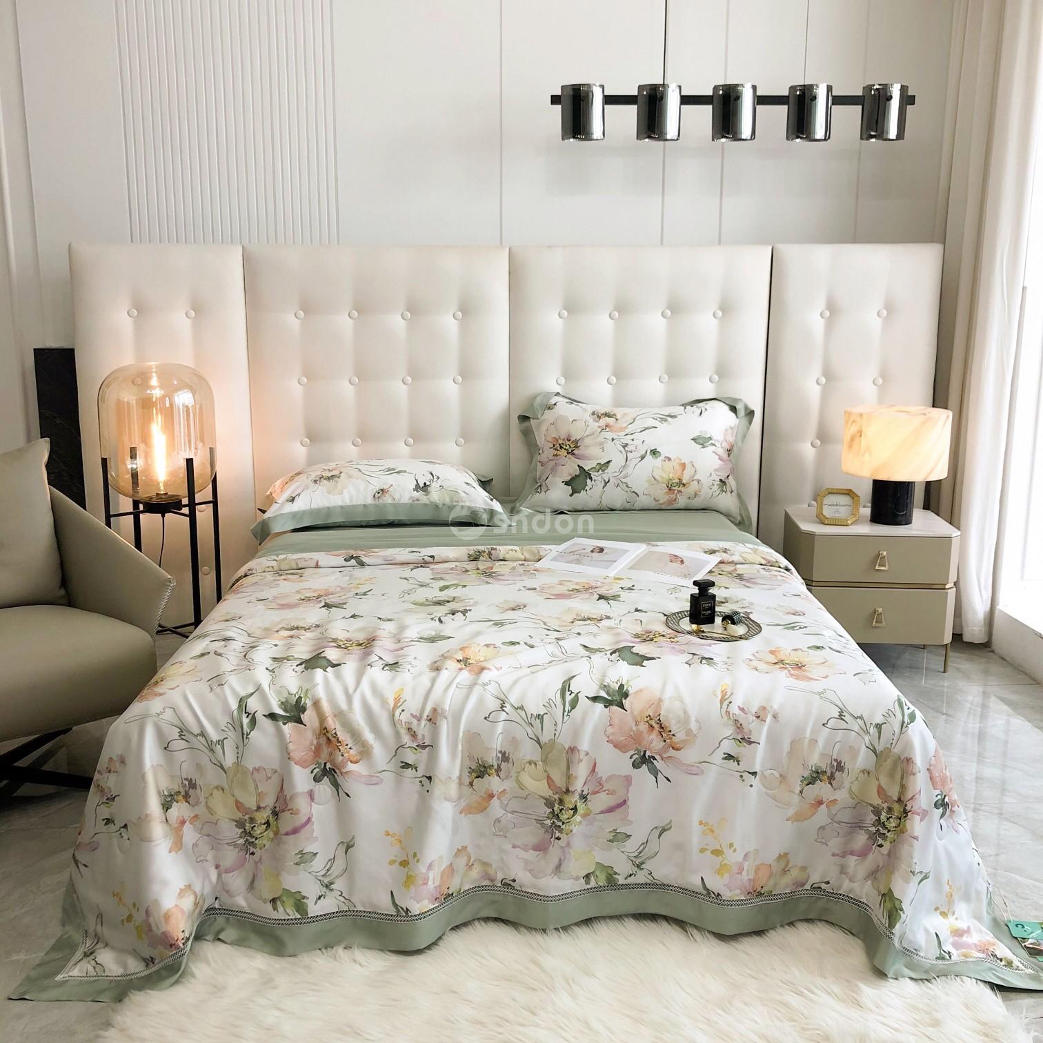 Customized Print Designs 100% Lyocell Bed Sheet Set Duvet Comforter Quilt Bedding Set